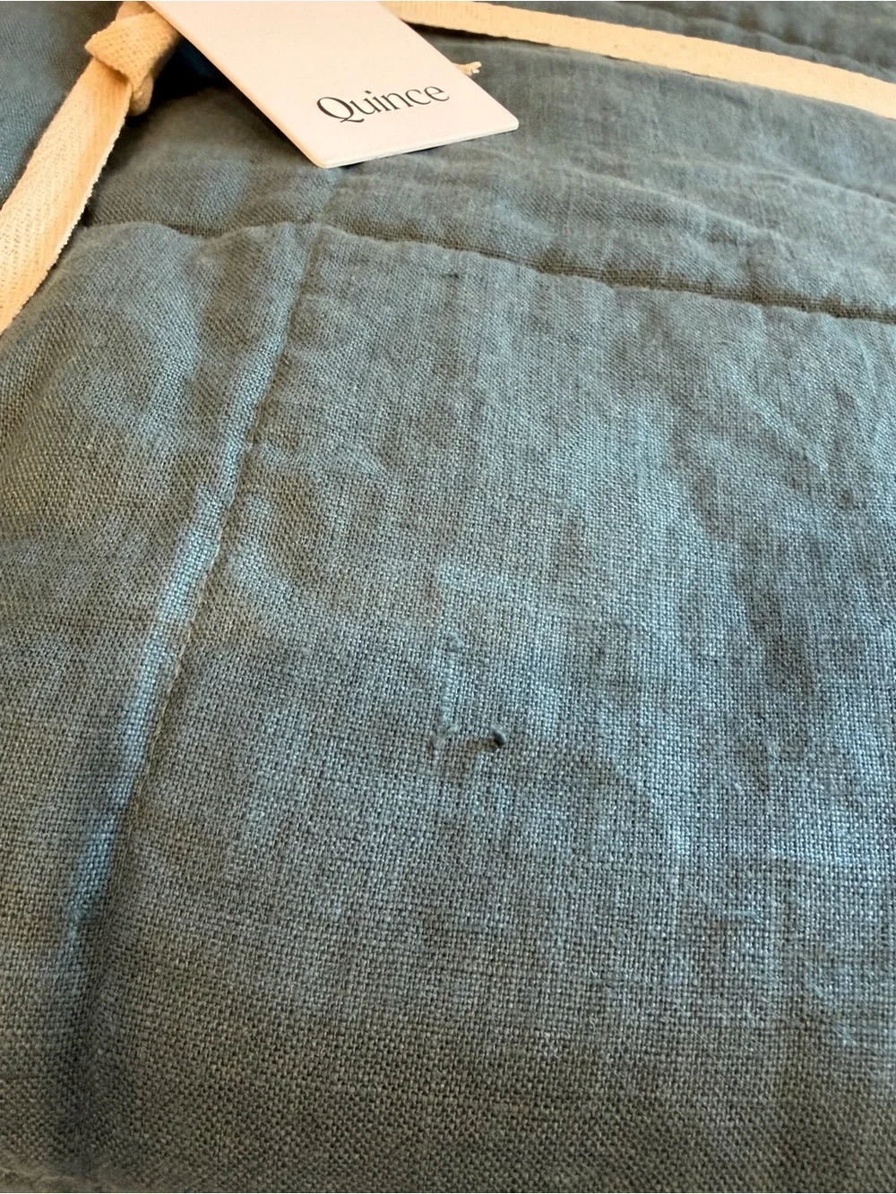 Quince Lightweight European Linen Box Quilt King/Cal King Ocean